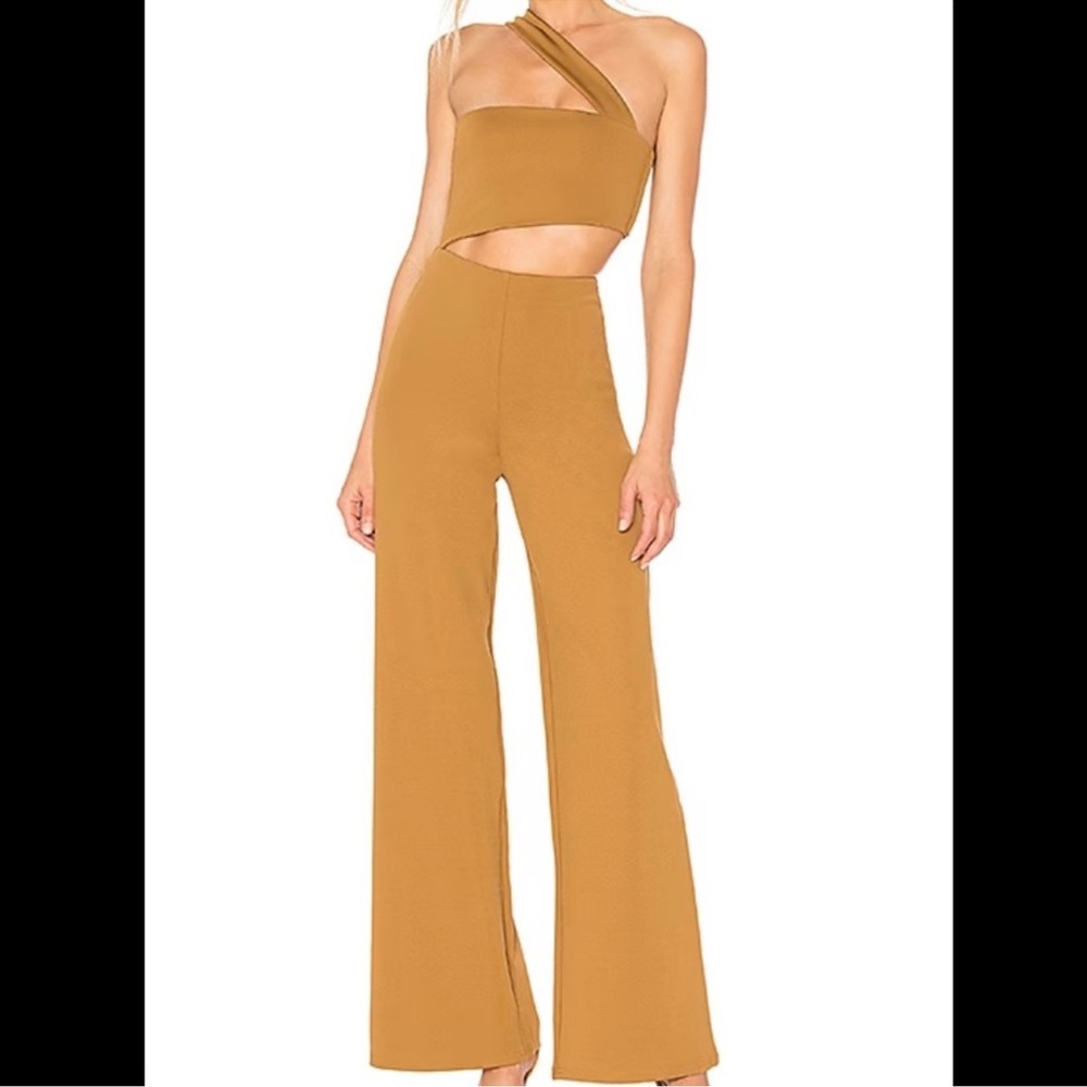 House of Harlow Tan One-Shoulder Jumpsuit